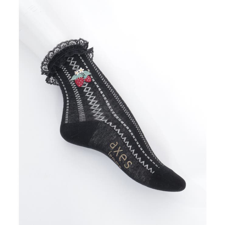 苺刺繍レース透かしソックス | axes femme | 詳細画像17 