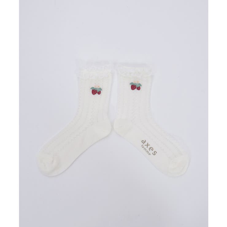 苺刺繍レース透かしソックス | axes femme | 詳細画像3 