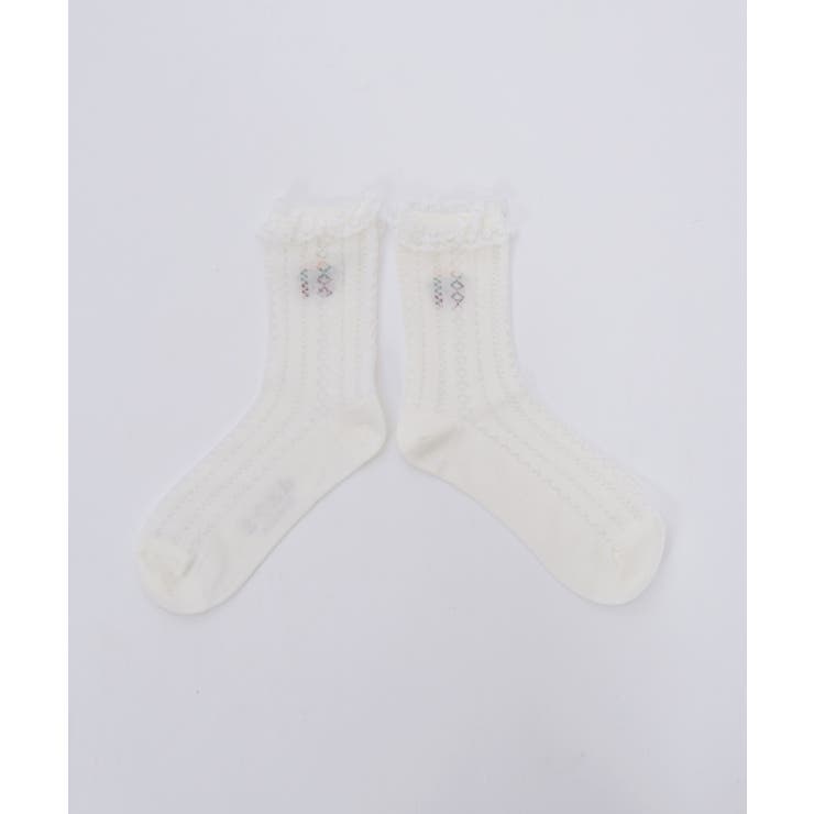 苺刺繍レース透かしソックス | axes femme | 詳細画像4 