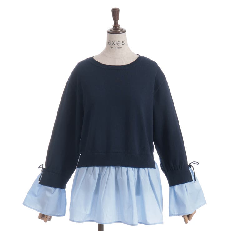 紺 | 布帛ドッキングプルオーバー | axes femme