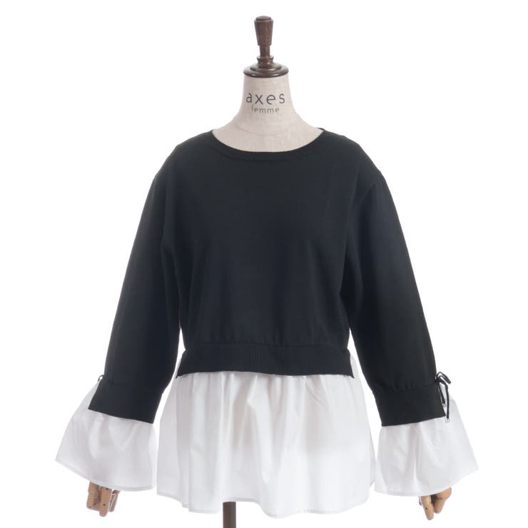 黒 | 布帛ドッキングプルオーバー | axes femme