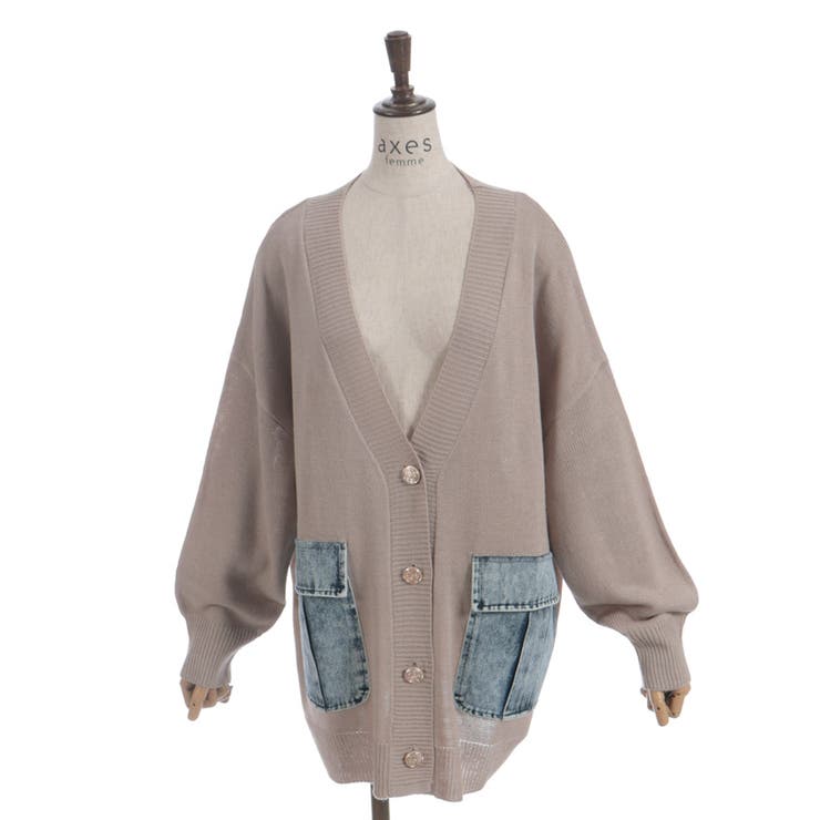 ベージュ | デニムポケットカーディガン | axes femme