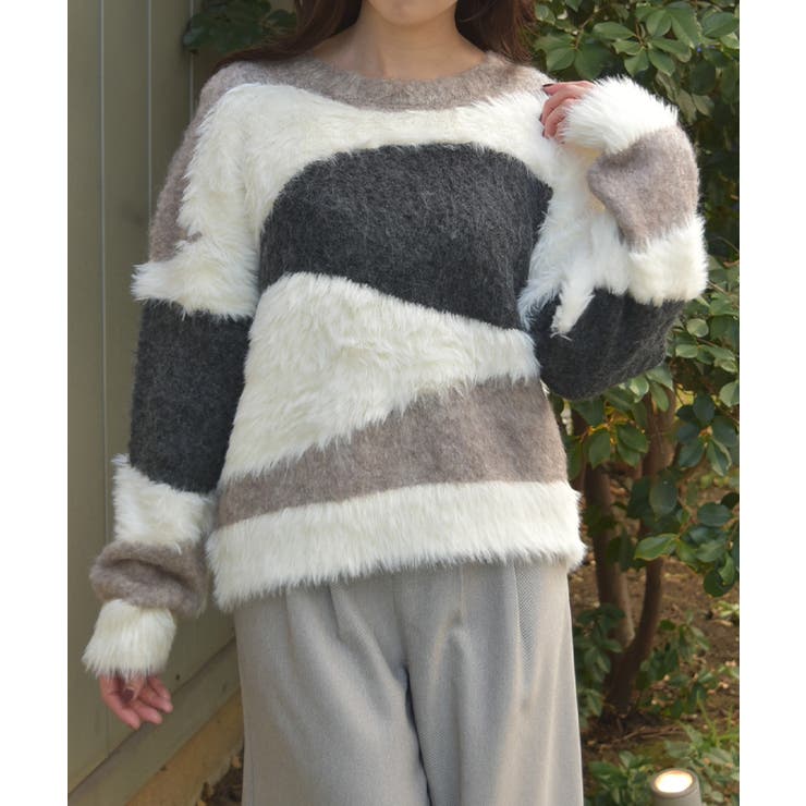 グレージュ | ランダム配色ニット | axes femme