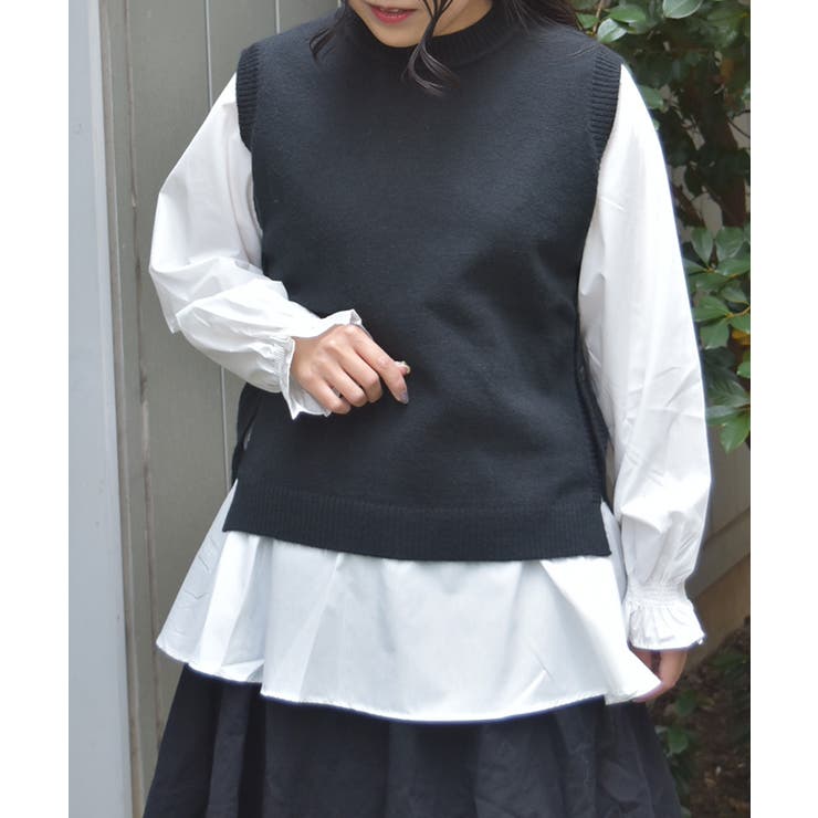 黒 | シャツレイヤードニット | axes femme