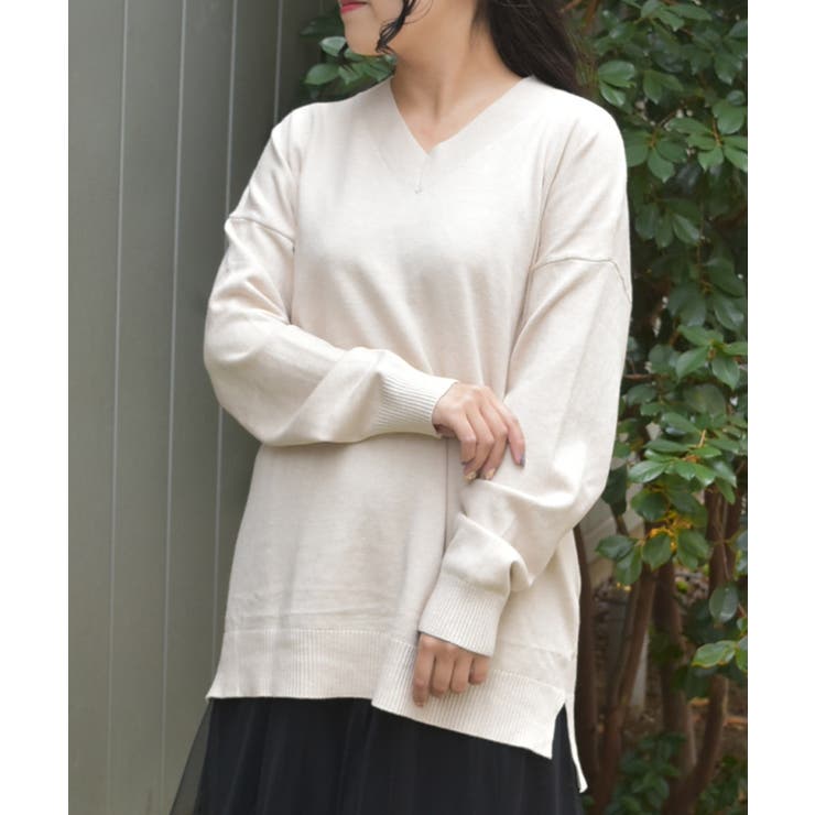 ベージュ | Ｖネックニット | axes femme