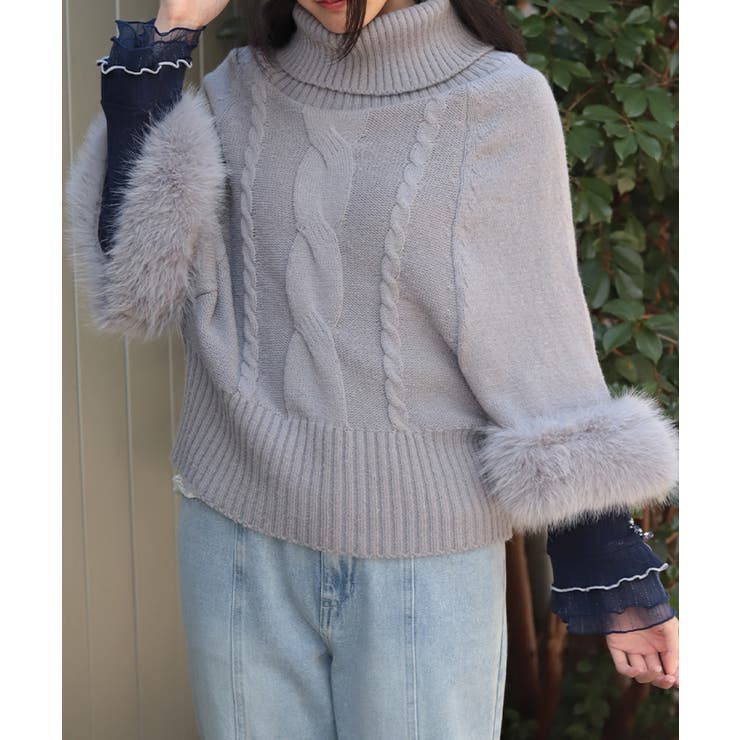 袖ファーポンチョ | axes femme | 詳細画像4 