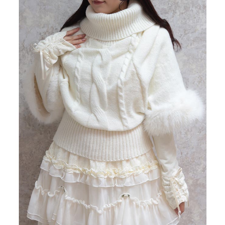 生成り | 袖ファーポンチョ | axes femme