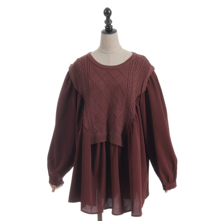 布帛切替ニットチュニ | axes femme | 詳細画像11 