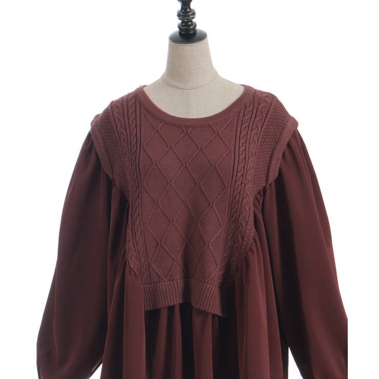 布帛切替ニットチュニ | axes femme | 詳細画像14 