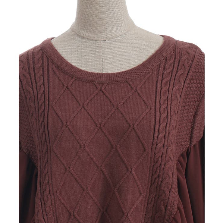 布帛切替ニットチュニ | axes femme | 詳細画像16 