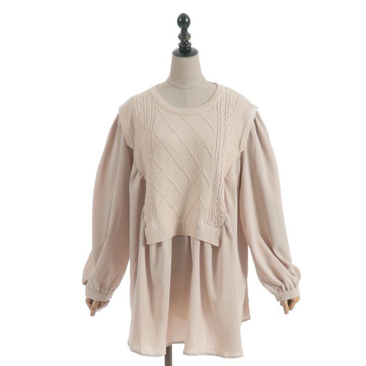 布帛切替ニットチュニ | axes femme | 詳細画像2 