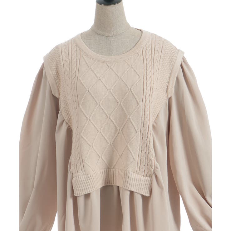 布帛切替ニットチュニ | axes femme | 詳細画像5 