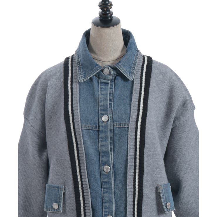 デニム切替カーデ | axes femme | 詳細画像11 