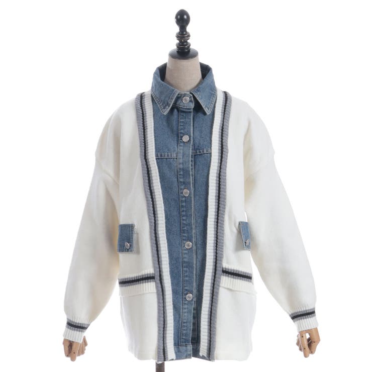 デニム切替カーデ | axes femme | 詳細画像14 