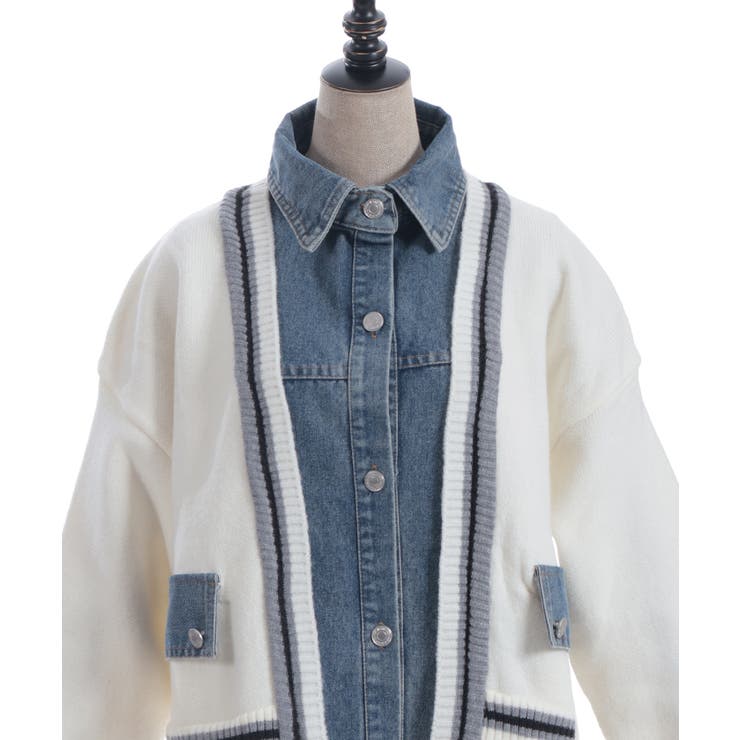 デニム切替カーデ | axes femme | 詳細画像17 