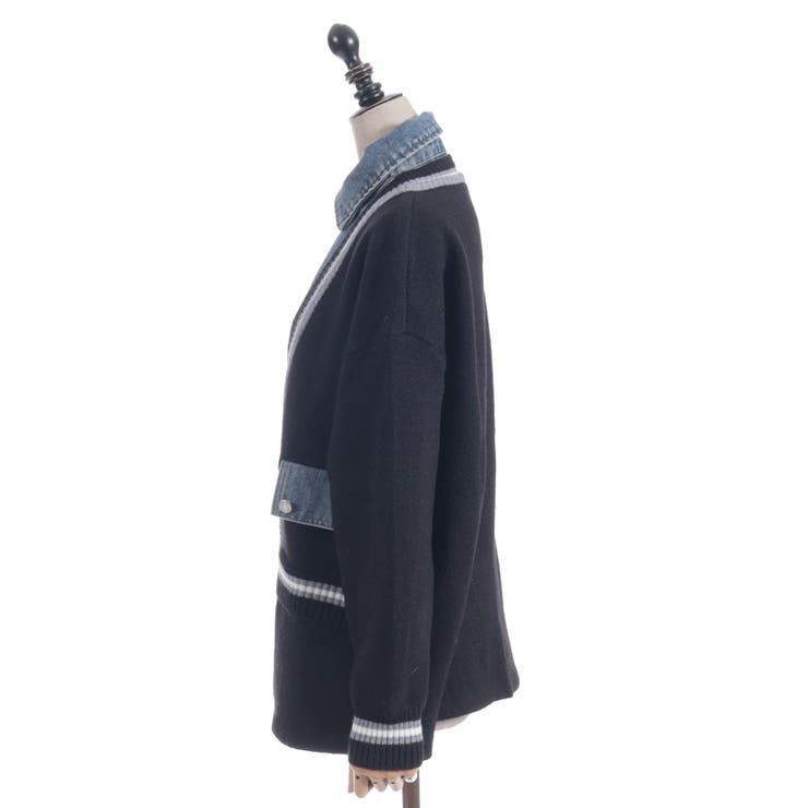 デニム切替カーデ | axes femme | 詳細画像24 