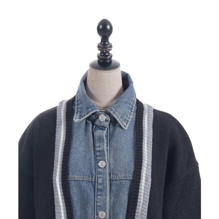 デニム切替カーデ | axes femme | 詳細画像26 