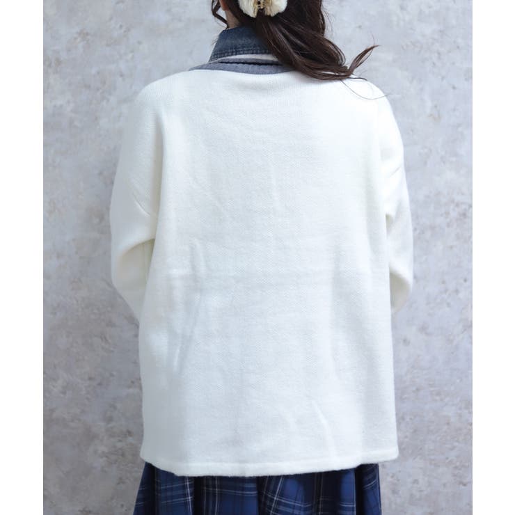 デニム切替カーデ | axes femme | 詳細画像3 