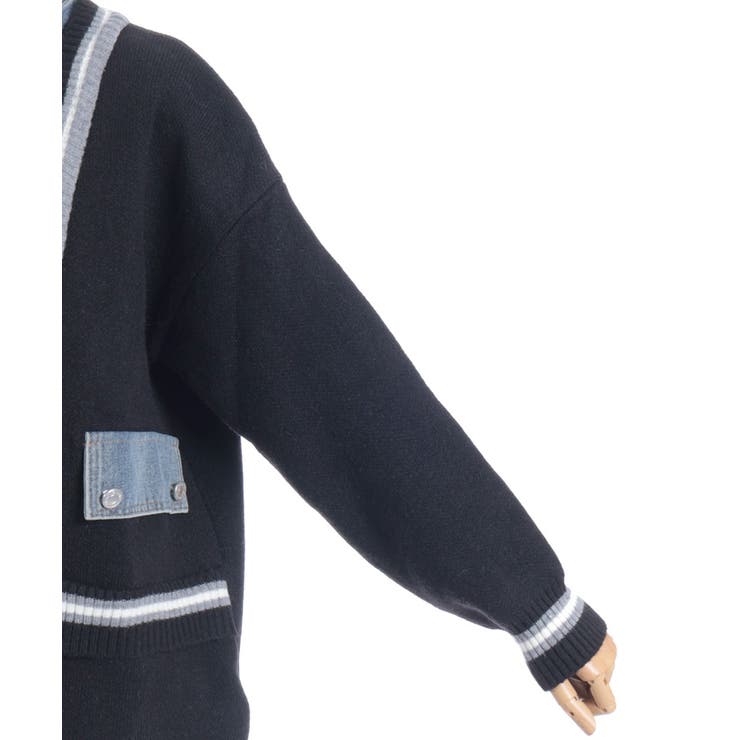 デニム切替カーデ | axes femme | 詳細画像30 