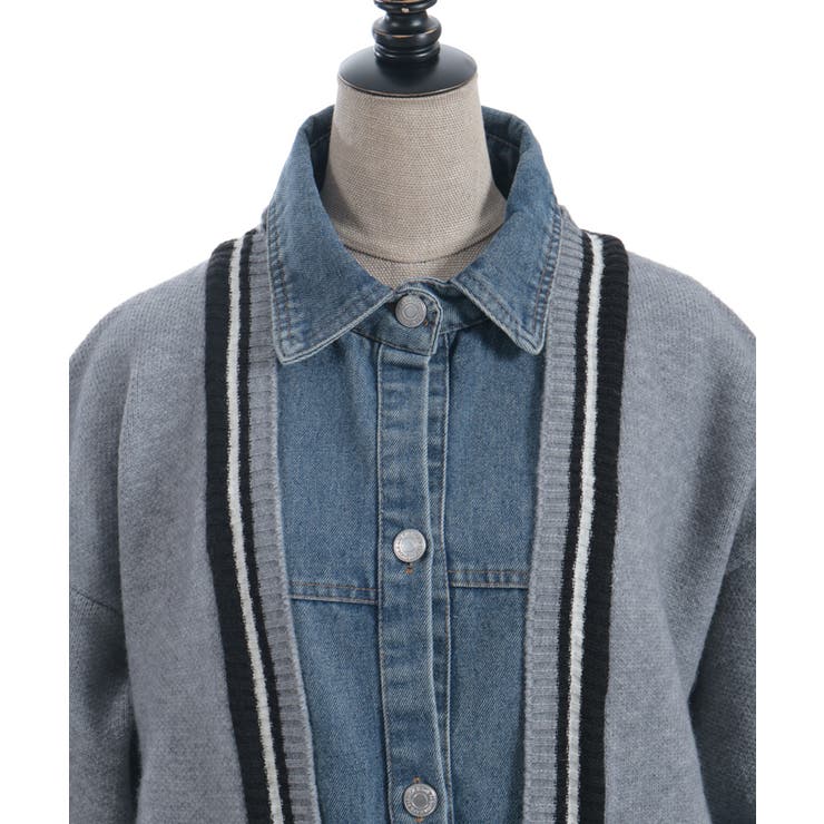 デニム切替カーデ | axes femme | 詳細画像9 