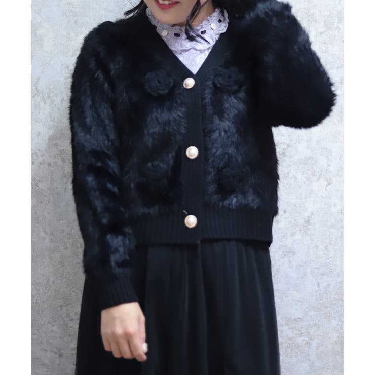 モチーフ付ニットカーデ | axes femme | 詳細画像4 