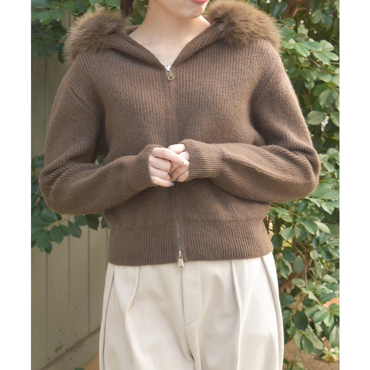 ファー付ニットパーカー | axes femme | 詳細画像1 