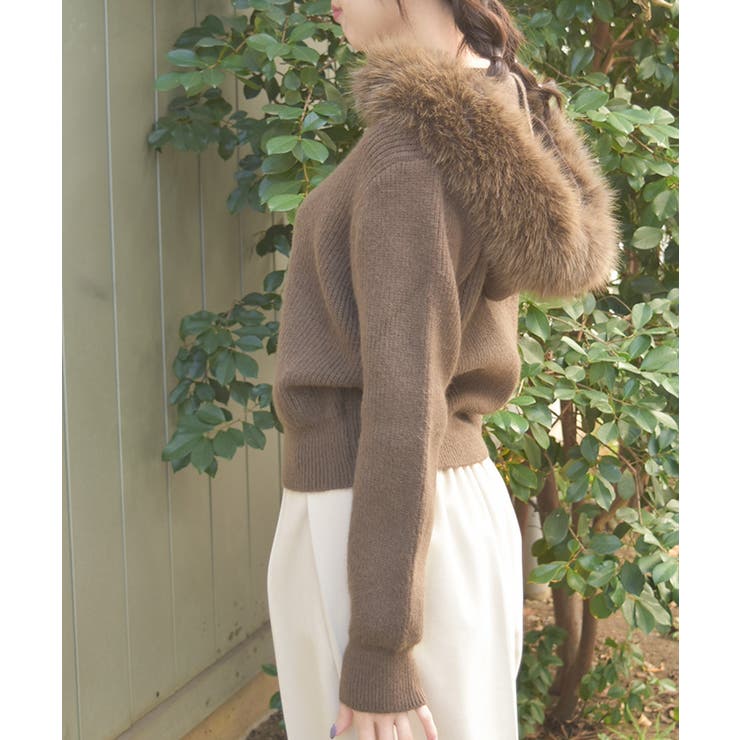 ファー付ニットパーカー | axes femme | 詳細画像2 