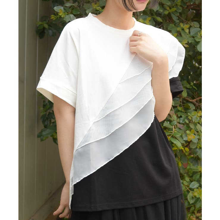 白 | チュールフリルＴシャツ | axes femme