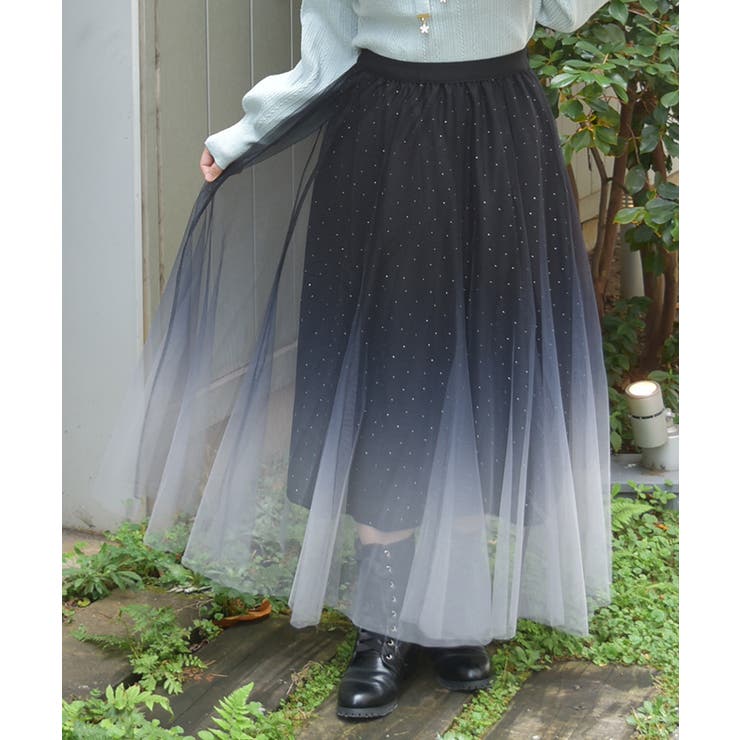 黒 | チュールラメスカート | axes femme