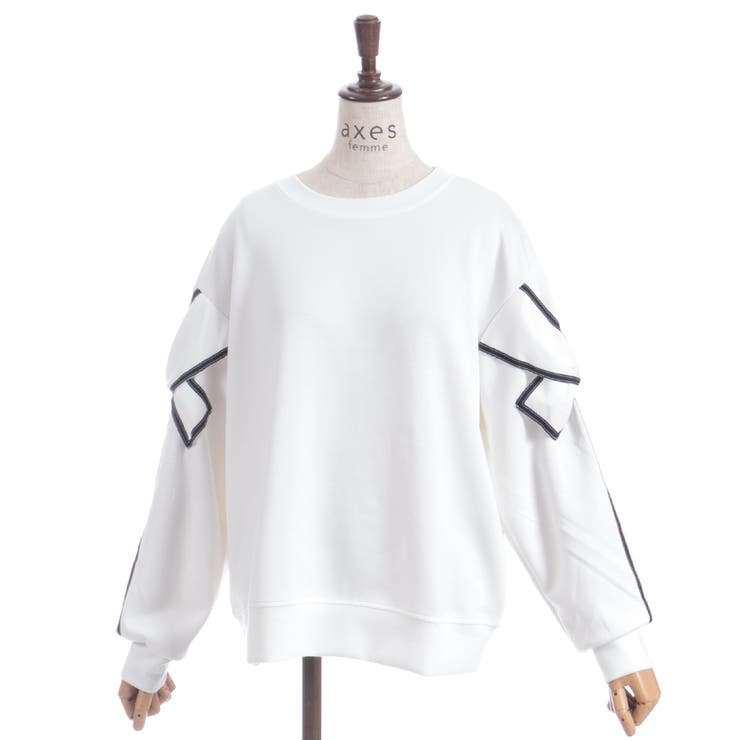 白 | 袖リボンカットプルオーバー | axes femme