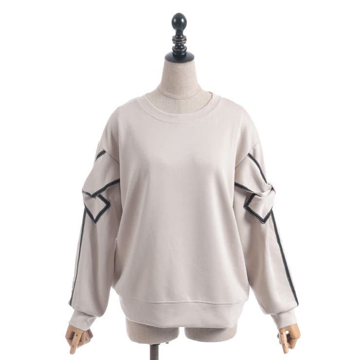 ベージュ | 袖リボンカットプルオーバー | axes femme
