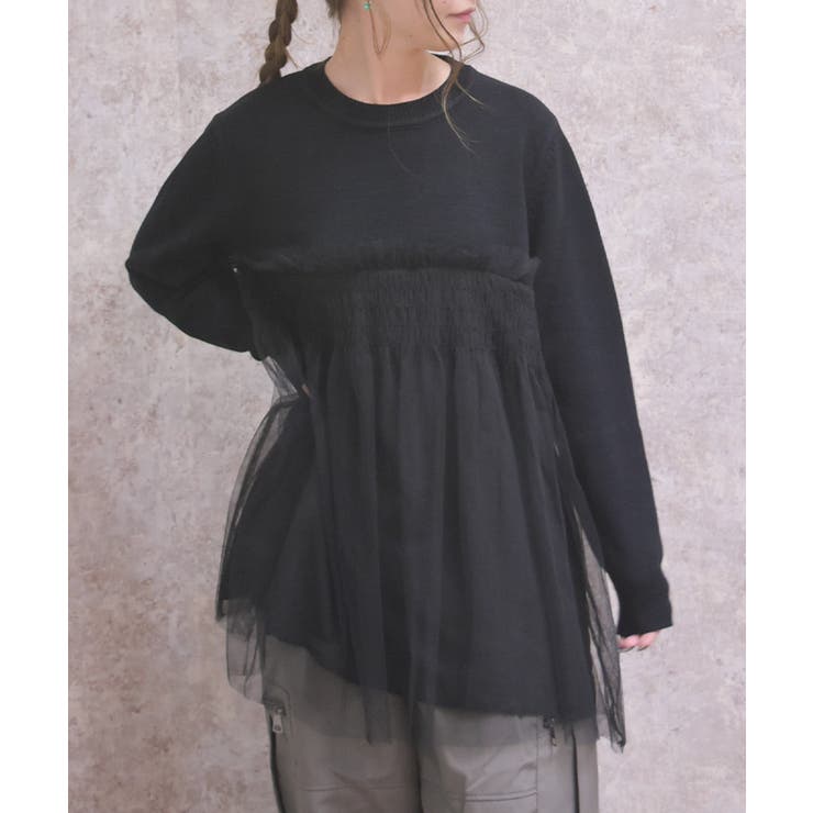 黒 | チュールカットプルオーバー | axes femme