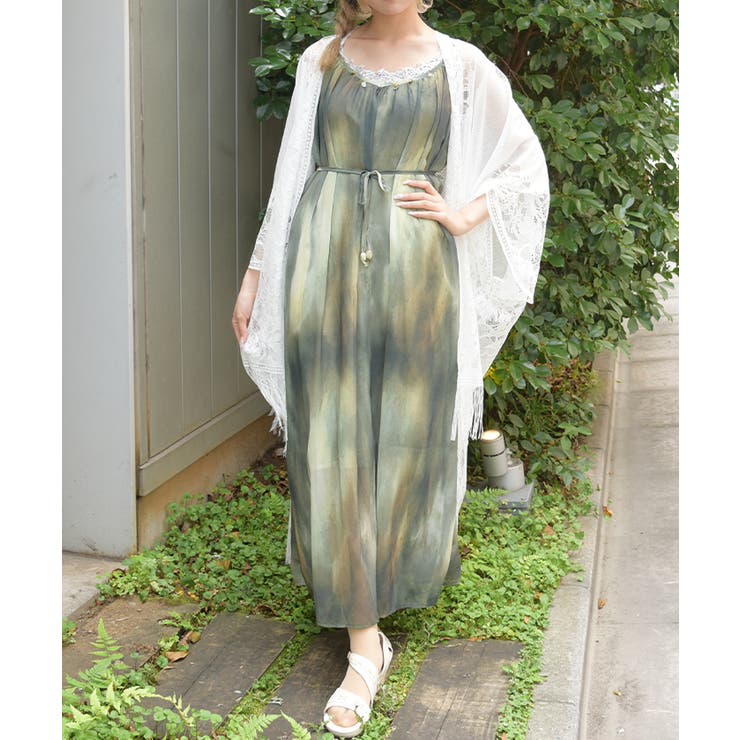 グリーン | マーブル柄ワンピース | axes femme