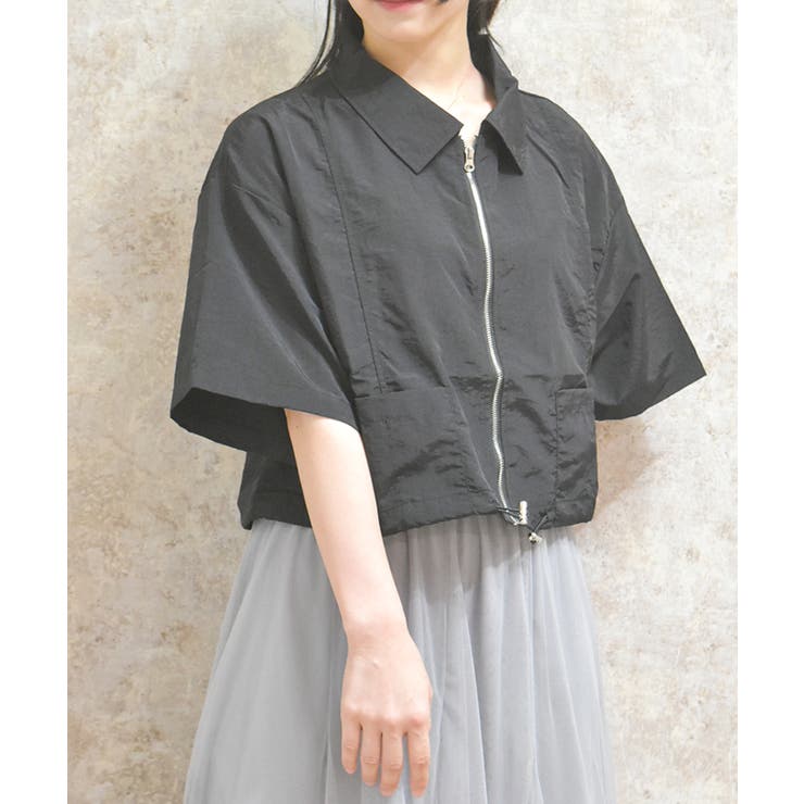 黒 | 裾ドロストジップブルゾン | axes femme