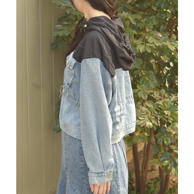 デニム切替マウンテンパーカー | axes femme | 詳細画像5 