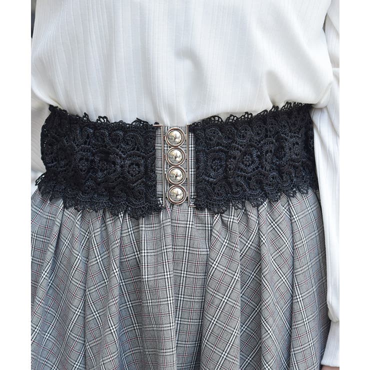 黒 | レース使いゴムベルト | axes femme