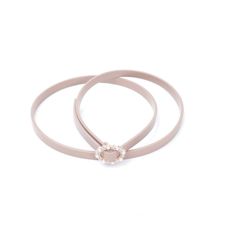 ベージュ | ビジューバックル細ベルト | axes femme