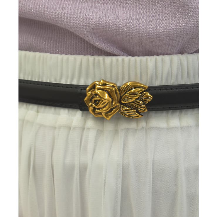 黒 | ローズバックル細ベルト | axes femme