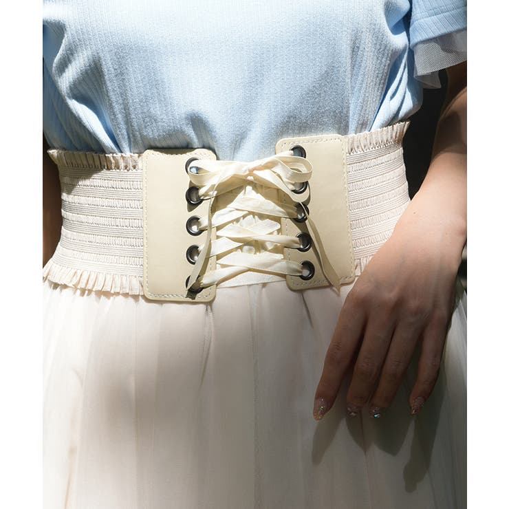 ベージュ | レースアップゴムベルト | axes femme