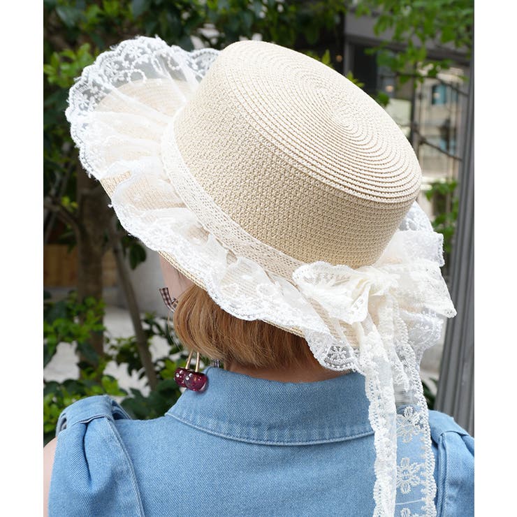 生成り | レースリボン付き雑材風ハット | axes femme