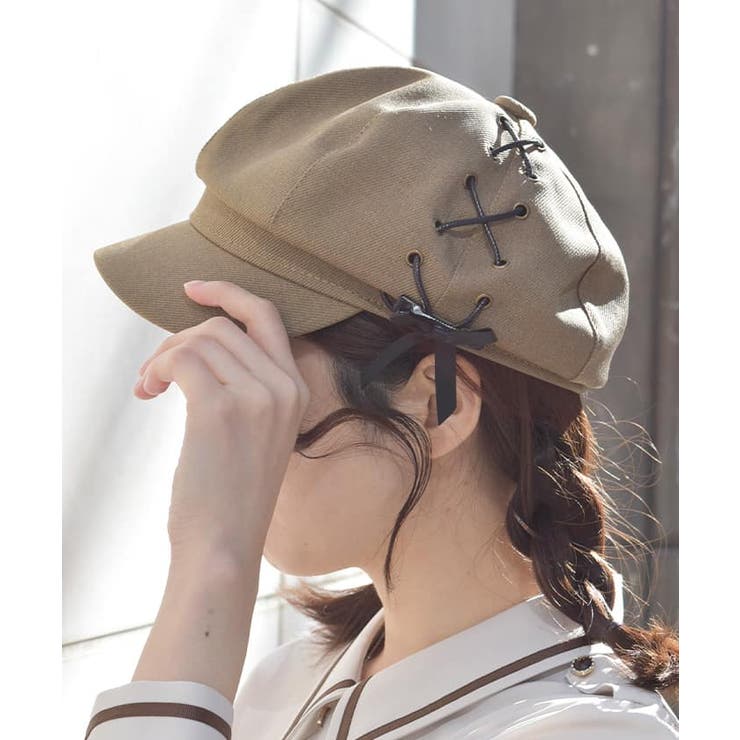 茶 | サイド編み上げキャスケット | axes femme