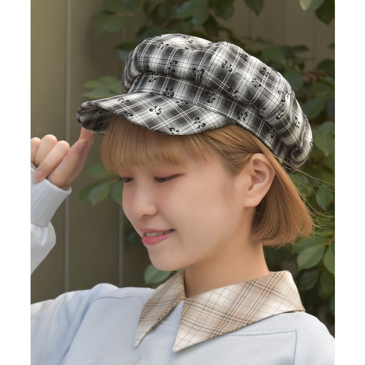 黒 | リボン×チェックキャスケット | axes femme