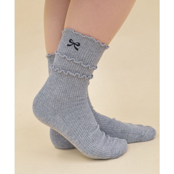 グレー | リボン刺繍ソックス | axes femme