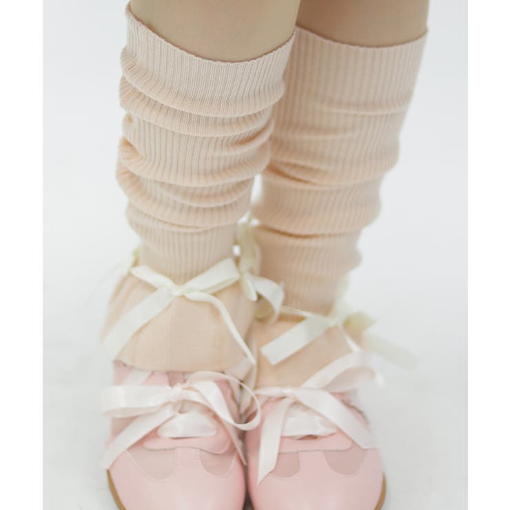ピンク | リボン付リブレッグウォーマー | axes femme