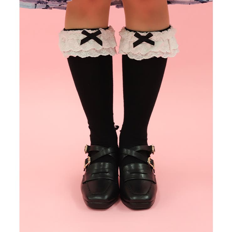黒 | コットンレースフリルソックス | axes femme