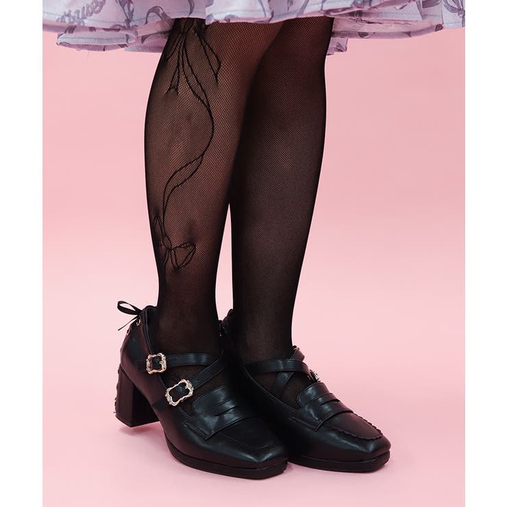 黒 | リボン柄シアータイツ | axes femme