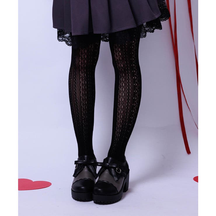 黒 | ストライプ風レースタイツ | axes femme