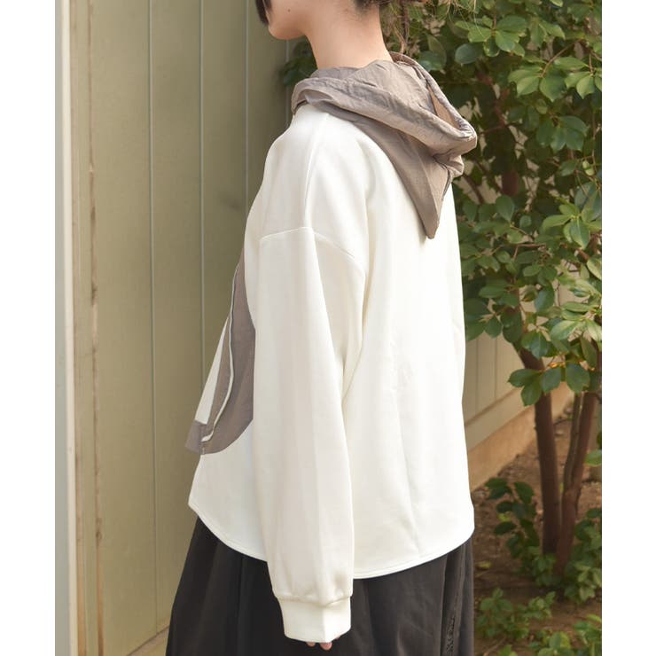 異素材切替フーディ | axes femme | 詳細画像2 