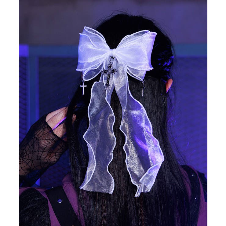 白 | クロスチャームリボンクリップ | axes femme