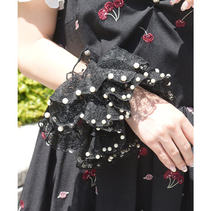 黒 | パール×レースビッグシュシュ | axes femme